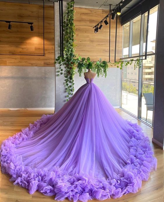puffy prom dress, purple prom dress, tulle prom dresses, beaded prom dress, pleats evening dress, ball gown quinceanera dress fg2055