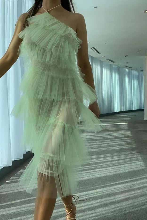 Gorgeous Sleeveless Halter Tulle Prom Dress With Layers ,Tulle Formal Gown fg1402