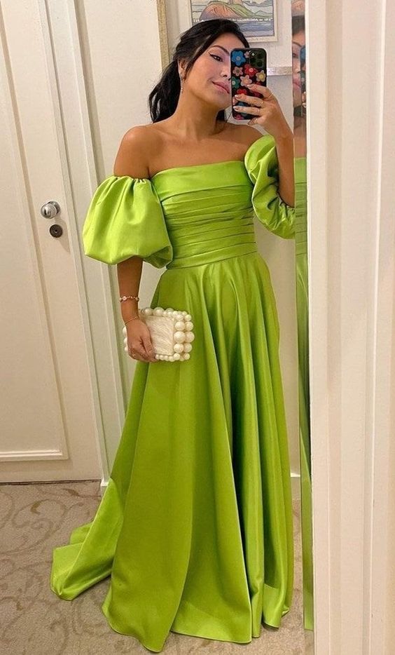 Sexy off shoulder puff sleeve floor length gown fg1971