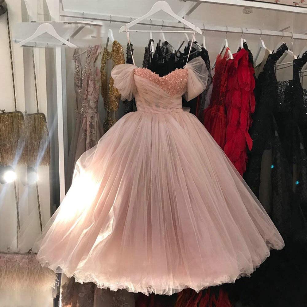 Off the Shoulder Pink Beaded Long Prom Dress fg2983