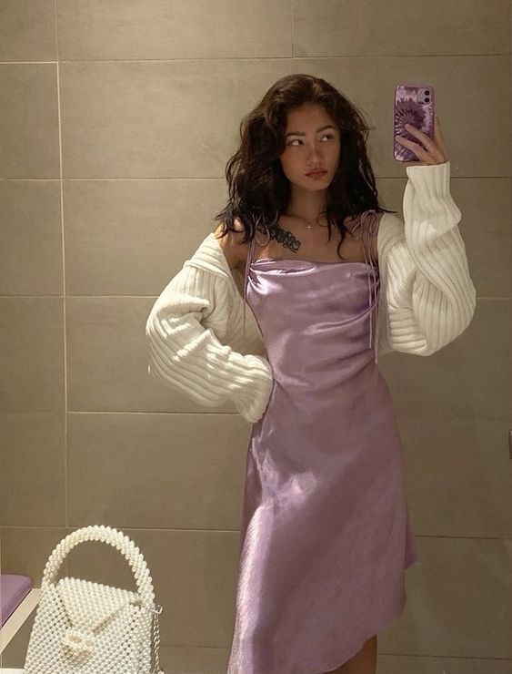 Spaghetti Straps Purple Silk Midi Prom Dress Classic Prom Dress fg1883