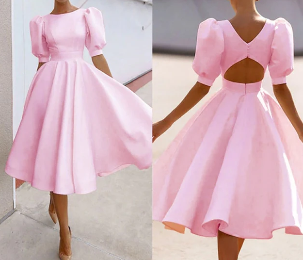 A Line Prom Dress, Pink Evening Dress fg2596