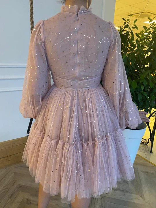 Pastel Pink Mini Dress Short Prom Dresses, Homecoming Dresses fg2618
