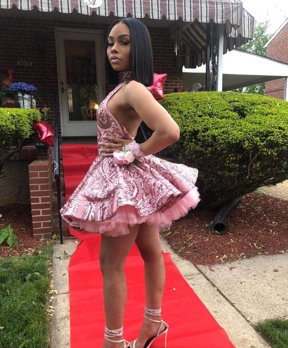 Cute 16th birthday outfit black girl homecoming dresses short hoco dress fg111