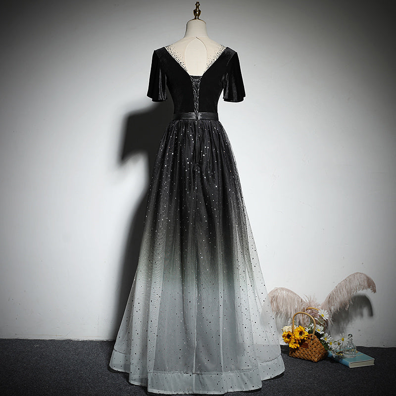 Black evening dress 2022 new dress long elegant prom dress fg127