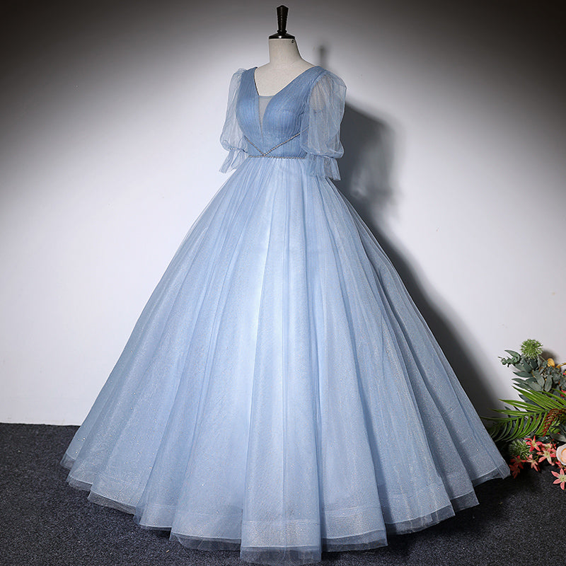 Blue evening dress new long ball gown tulle prom dress fg145