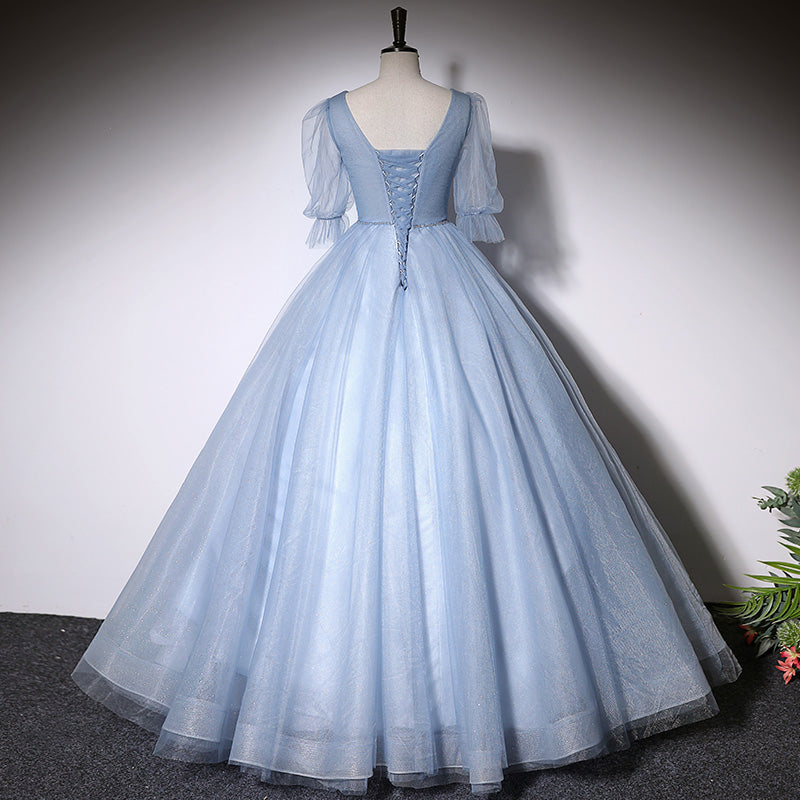 Blue evening dress new long ball gown tulle prom dress fg145