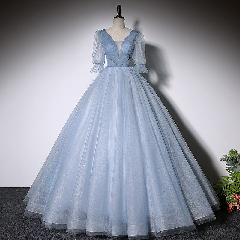 Blue evening dress new long ball gown tulle prom dress fg145
