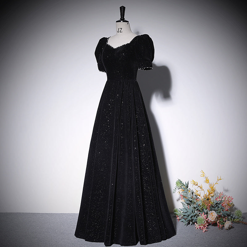 A line black evening dress new prom dress party gowns fg215