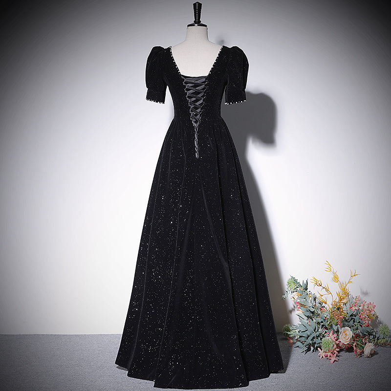 A line black evening dress new prom dress party gowns fg215