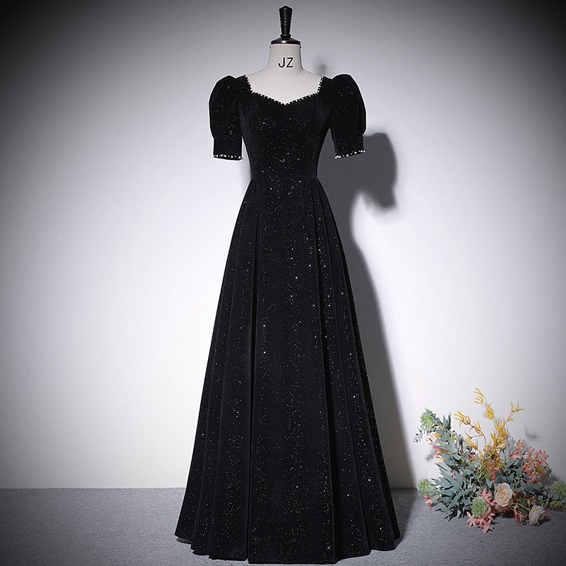 A line black evening dress new prom dress party gowns fg215