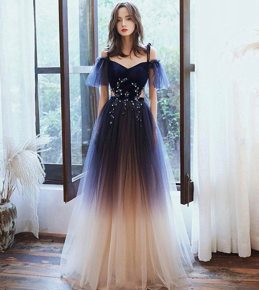 STYLISH VELVET TULLE LONG PROM DRESS EVENING DRESS fg233