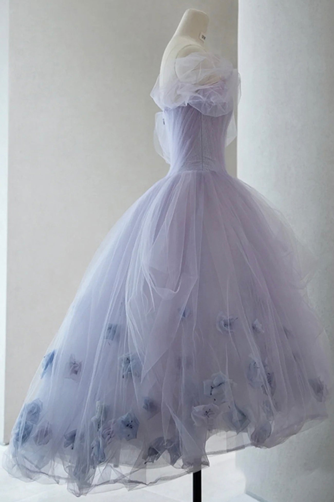 PURPLE TULLE SHORT PROM DRESS A LINE EVENING DRESS fg235