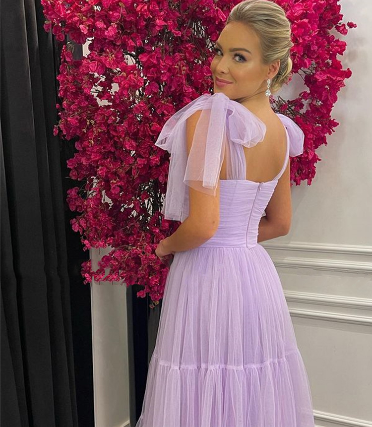 Modern Lavender Sleeveless Evening Dresses Prom Dress Spaghetti Bridal Formal Party Gowns fg480