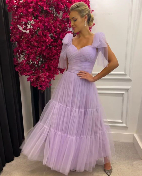 Modern Lavender Sleeveless Evening Dresses Prom Dress Spaghetti Bridal Formal Party Gowns fg480