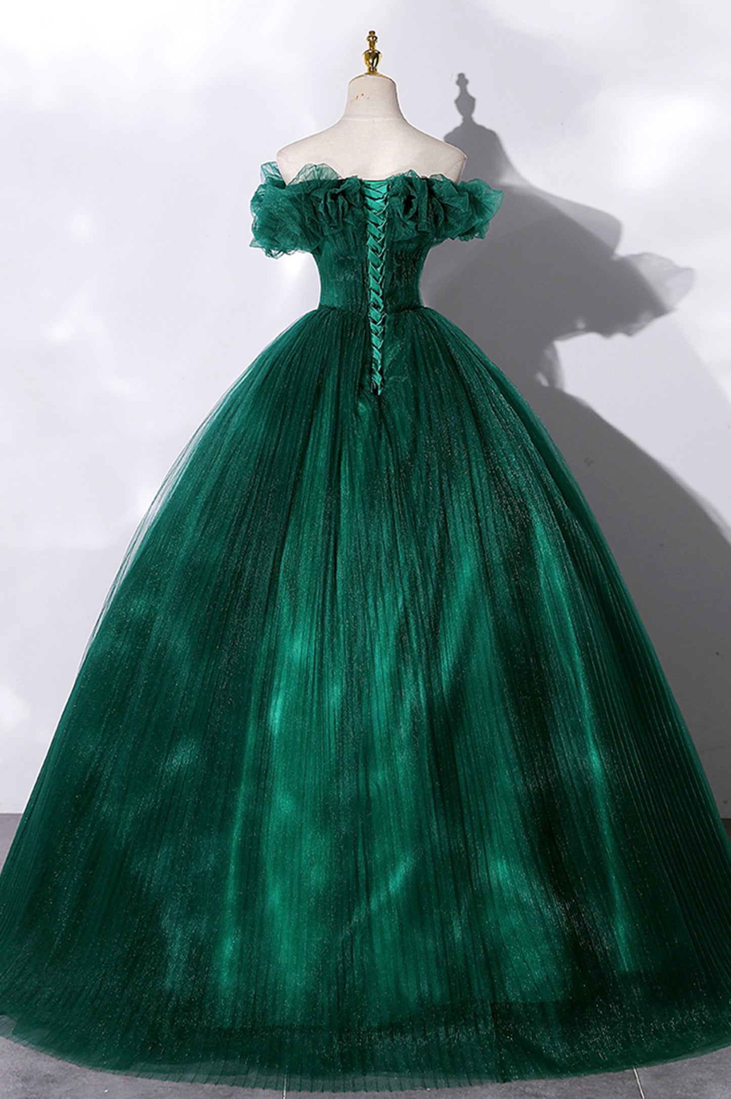 Green tulle long ball gown dress formal dress fg490