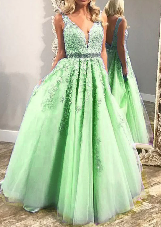 V Neck Long Girls Pageant Dress Prom Graduation Gown with Lace fg497