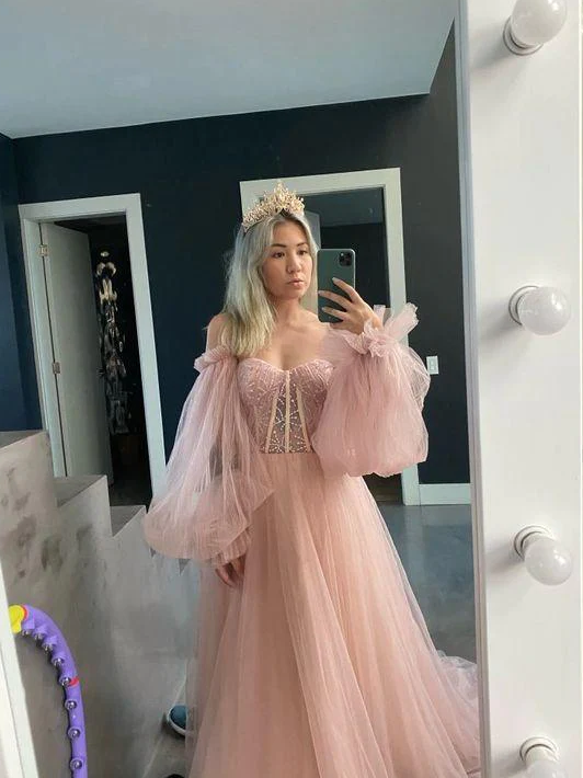 Off the Shoulder Sweetheart Elegant Floor-length Prom Dresses fg561