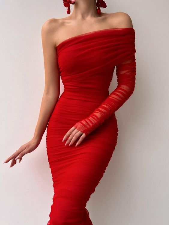 Cocktail dress for wedding guest, tulle red prom dress, formal dress for woman fg636