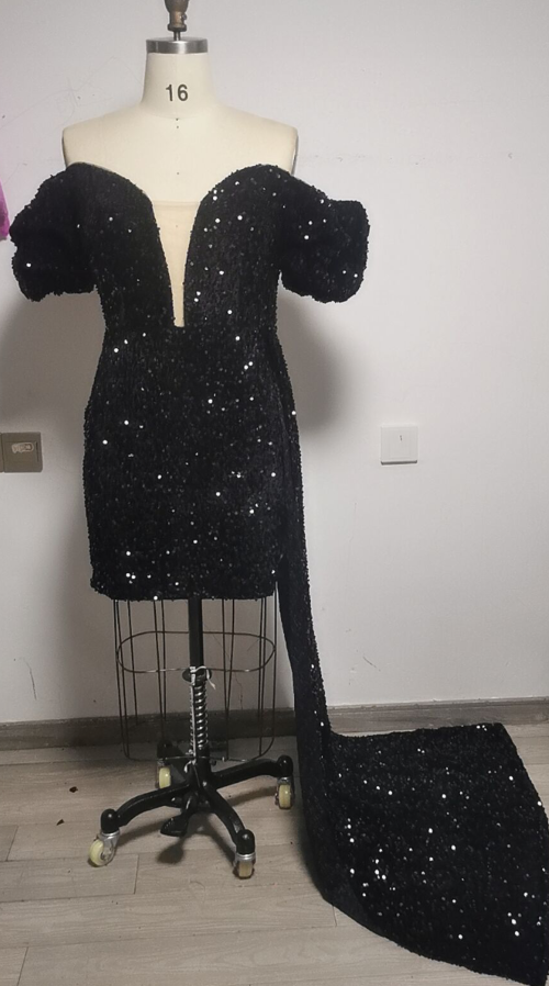 Sexy black sequins prom dress 19th Birthday Dresses fg685