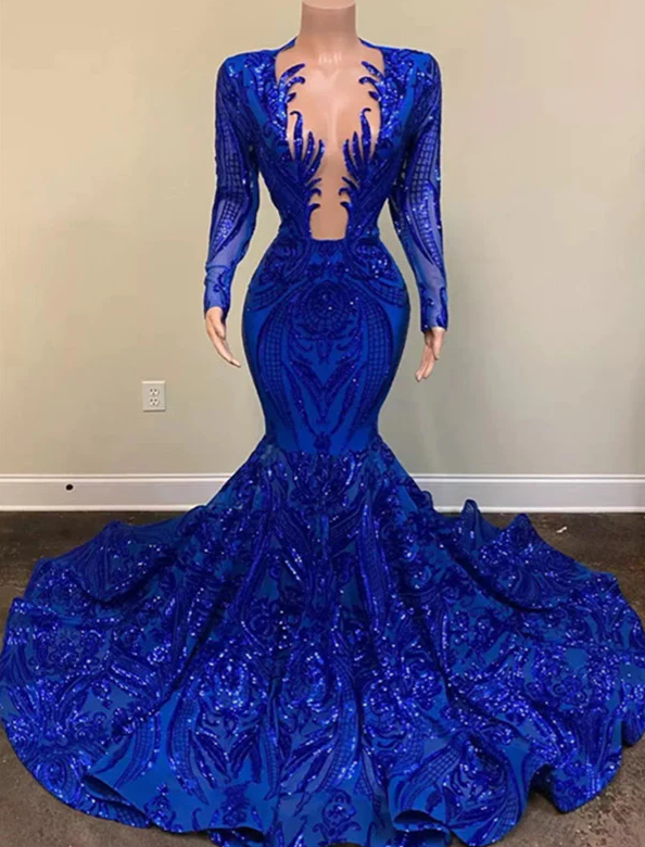 Long Sleeves Lace Prom Dresses, Mermaid Popular Newest Evening Dresses, Wedding Guest Dresses fg791