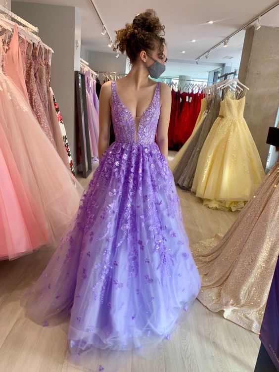 gorgous purple prom dress long evening party Gown fg901