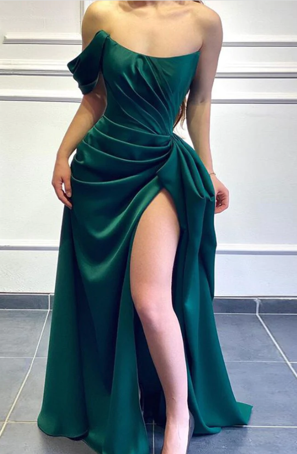 Elegant Short One Sleeve Long Evening Dresses fg984