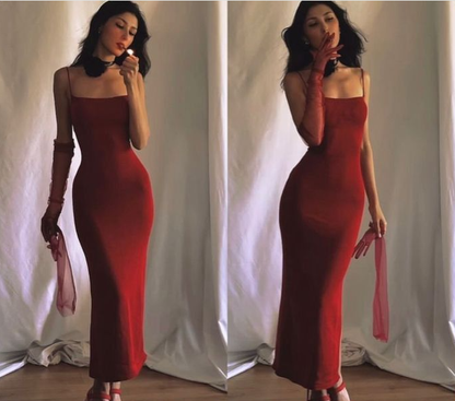 Mermaid Simple Spaghetti Straps New Burgundy Evening Prom Dresses    fg6812