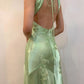 Green V neck Long Prom Dress       fg3609