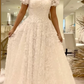 A Line Long Lace Prom Dress Wedding Dress Unique Bridal Gown    fg7211