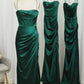 Straps Dark Green Mermaid Long Bridesmaid Dress,Modest Satin Formal Dresses       fg7169