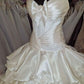 A Line Long Satin Lace Wedding Dress Spaghetti Straps Bridal Gown    fg7229