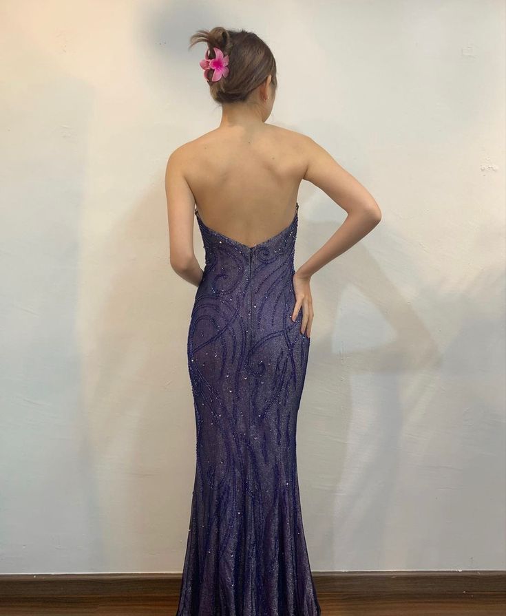 Strapless Mermaid Vintage Party Dress Long Evening Gown        fg7158