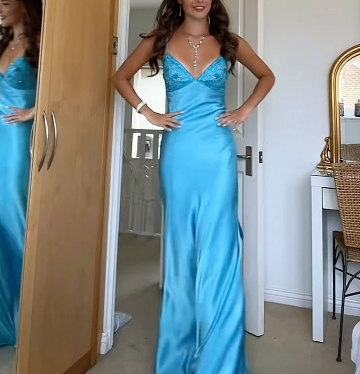 Long Evening Prom Dresses, Custom Blue Prom Dress          fg6364