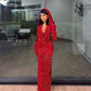 Charming Red Sequin Sheath Prom Dress,Red Evening Dress      fg7109