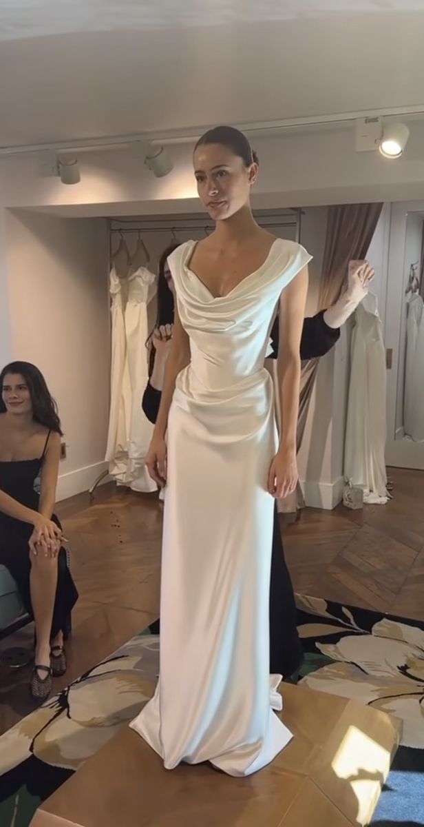 Sexy Sheath Off The Shoulder Satin Long Wedding Dresses   fg6445