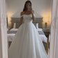 White Off The Shoulder Wedding Dresses A Line Long Bridal Gowns      fg7260