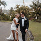 High Neck Ivory Wedding Dresses with Side Slit      fg6929