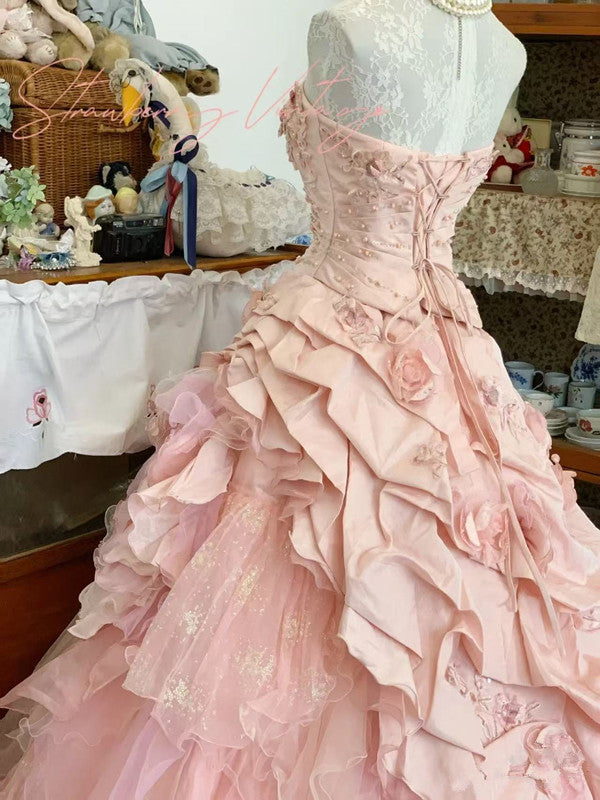 Pink A Line Princess Quinceanera Dress Ball Gown Sweet 16 Dresses   fg7178