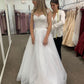 A Line Long Lace Tulle Wedding Dress Lace Up Back Bridal Gown   fg7514