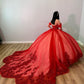 Red Off The Shoulder Ball Gown,Red Sweet 16 Dress,Princess Dress    fg5629