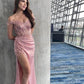 Pink Off The Shoulder Evening Dresses Sweetheart Side Split Long Sexy Formal Party Dress    fg5514