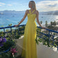 Yellow Halter New Prom Dress A-Line Long Formal Dress    fg7477