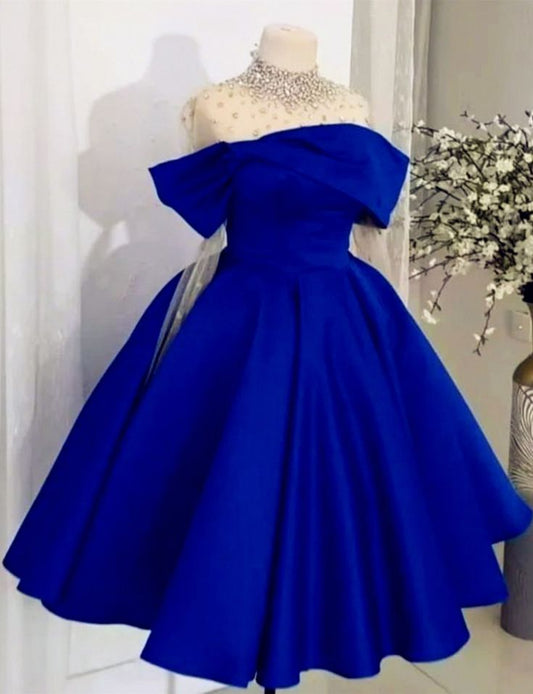 Blue hoco dress with sleeves Short Prom Party Dress       fg6079