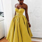 Yellow A-line Strapless Homecoming Dress With Belt    fg4343