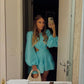 Fashion Long Sleeves Dress Short Prom Party Gown        fg6256