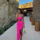 Sexy Sheath Two Piece Hot Pink Evening Gown Prom Party Dresses           fg6387