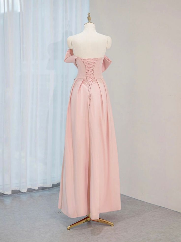 A-Line Satin Pink Long Prom Dress, Pink Long Formal Dress       fg6809