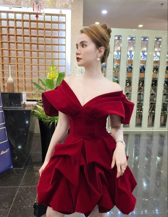 A Line Off The Shoulder Homecoming Dresses Burgundy Prom Cocktail Party Gown       fg6240