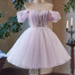 A-Line Sweetheart Neck Tulle Purple Short Prom Dress, Purple Homecoming Dress      fg6141